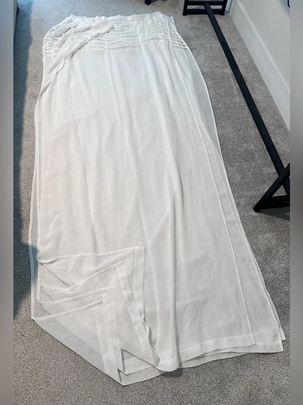 White Sheer Pleated Textured 4 Panels Curtains
